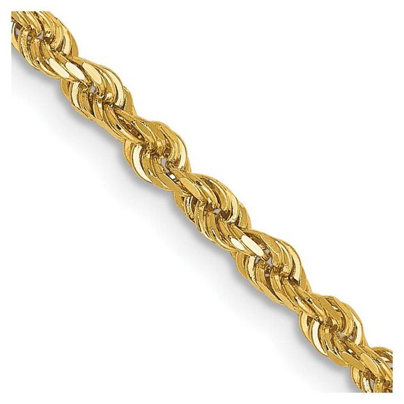 14k Yellow Gold Solid Diamond Cut Rope Chain Necklace, 28 Inch